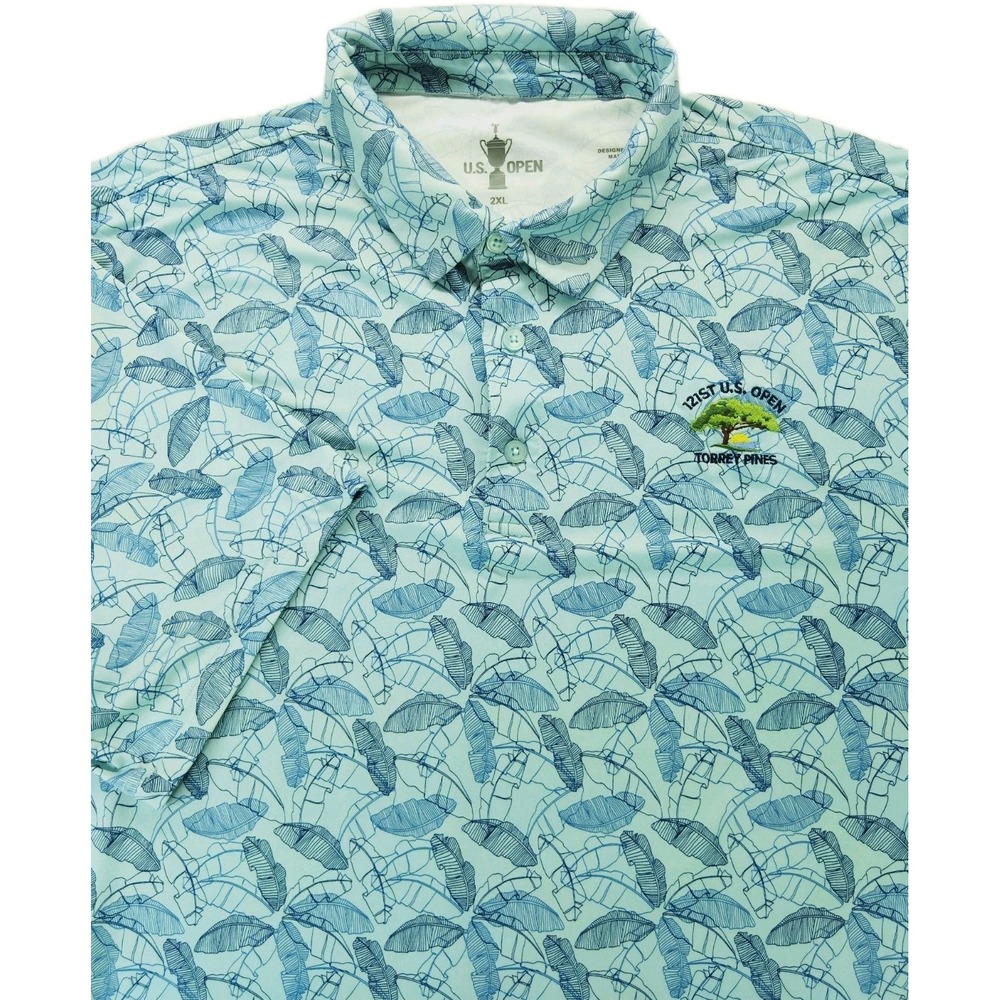 US Open Polo Shirt Mens 2XL Blue 121st Torrey Pines Golf All Over Print AOP